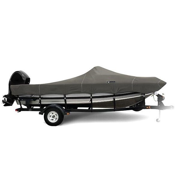 Eevelle Boat Cover ALUMINUM FISHING High Windshield, Outboard Fits 19ft 6in L up to 96in W Charcoal WSAFH1996B-CHL - main